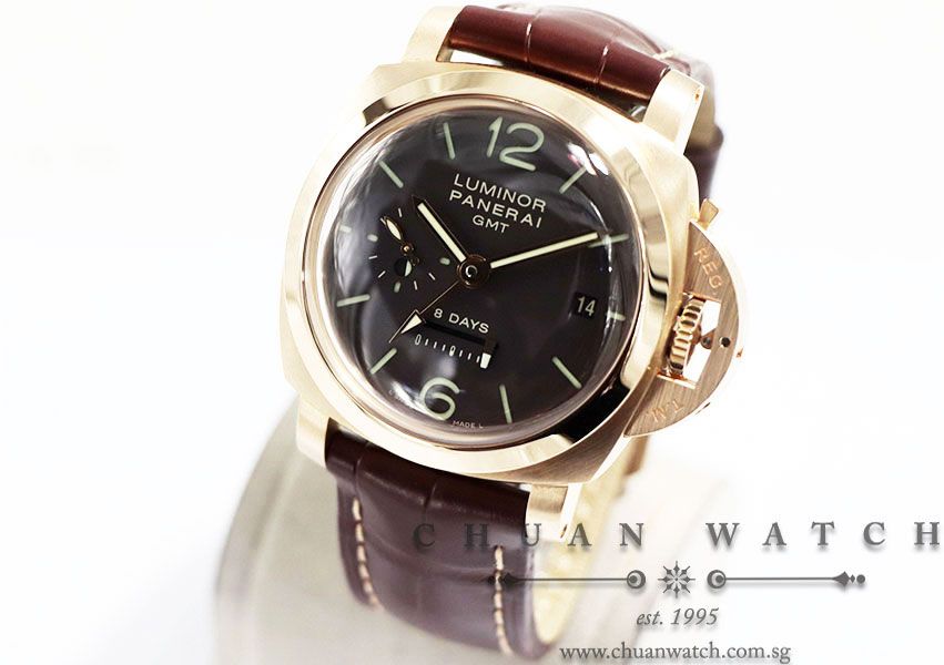 Panerai Luminor 1950 8-Days GMT Rose Gold 44mm Pam 289 J Dot Dial - Discontinued - Image 2