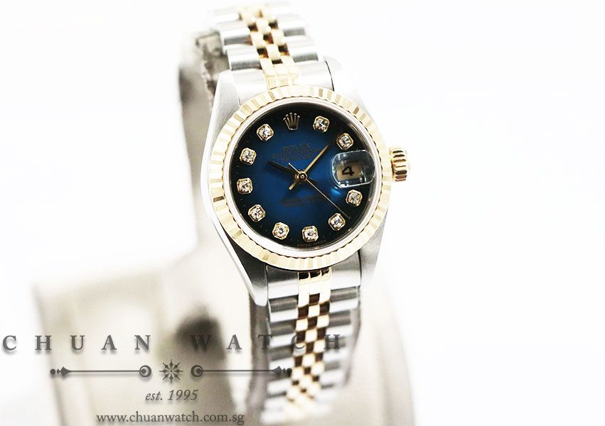 Rolex Ladies DateJust Two-Tone 26mm 79173 Blue Vignette Diamonds - Discontinued - Image 3