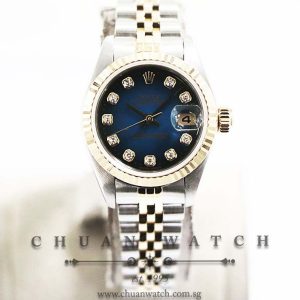 Rolex Ladies DateJust Two-Tone 26mm 79173 Blue Vignette Diamonds - Discontinued