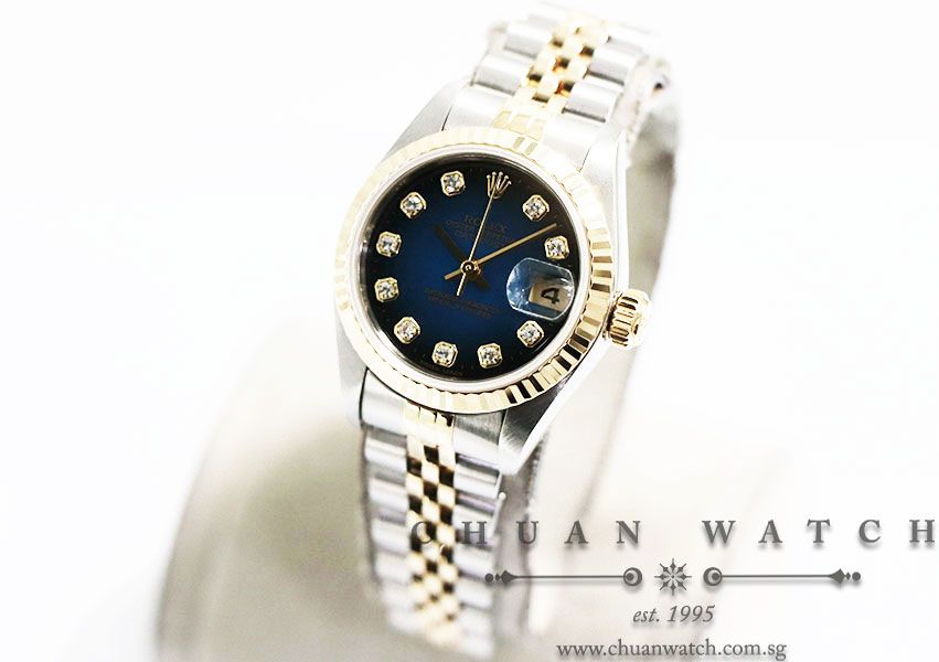 Rolex Ladies DateJust Two-Tone 26mm 79173 Blue Vignette Diamonds - Discontinued - Image 2