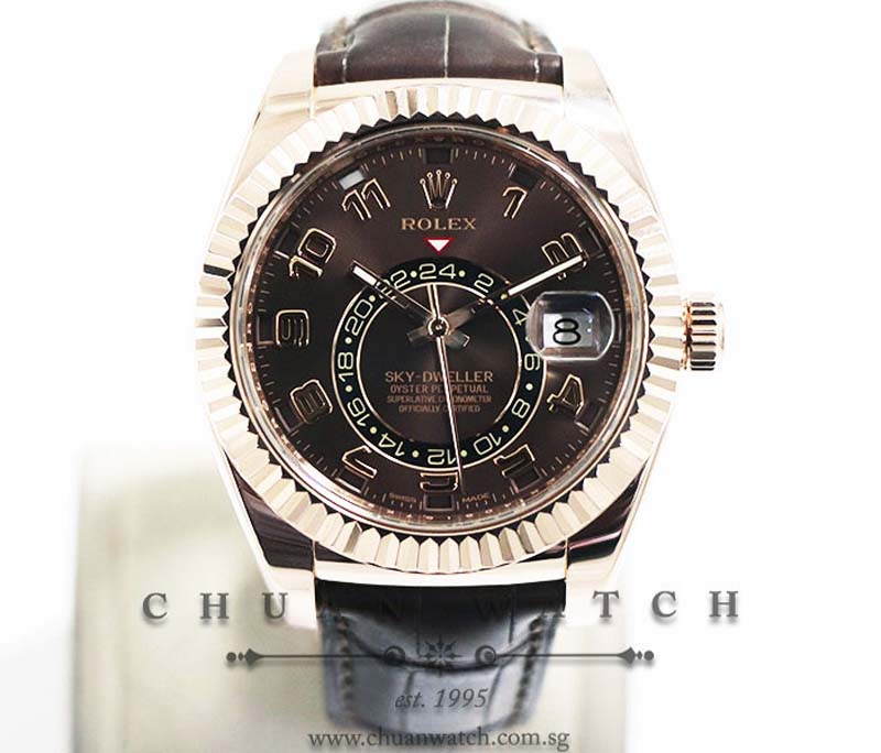 Rolex Annual Calendar GMT Sky-Dweller Everose 42mm 326135 Chocolate Arabic - Discontinued