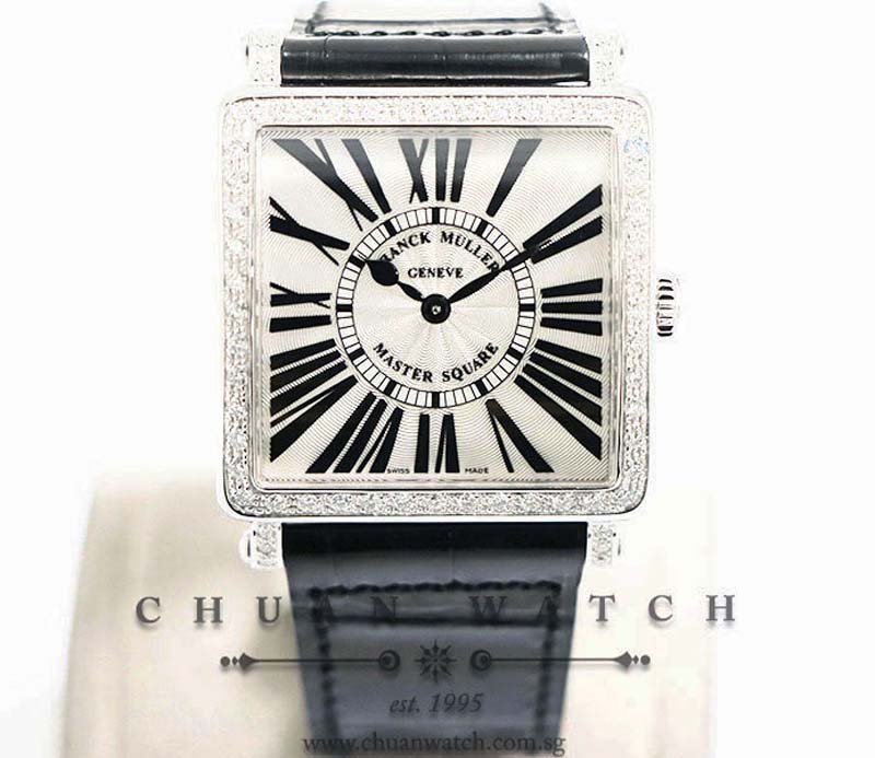 Franck Muller Ladies Master Square Quartz 6002 M B QZ Silver Painted Roman