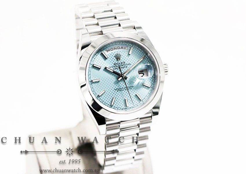 Rolex Day-Date 40 President Platinum 228206 Ice Blue Index - Image 3