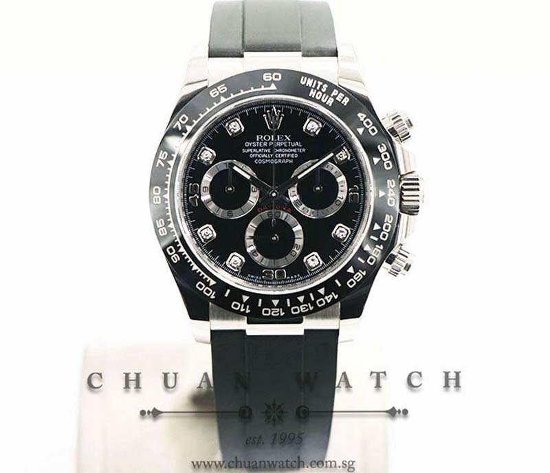 Rolex Cosmograph Daytona White Gold 116519LN Black Diamonds