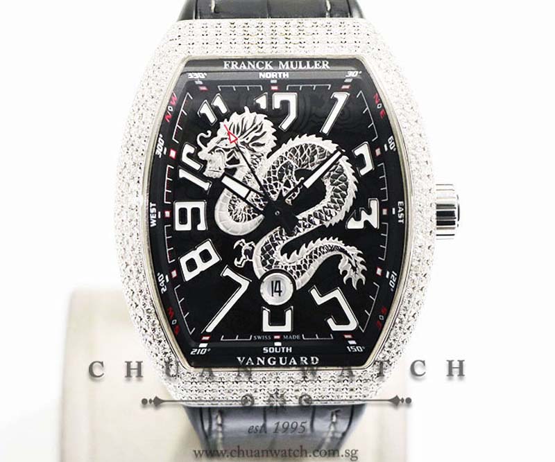 Franck Muller Vanguard Dragon King Steel Custom Pave-Set Diamonds V 45 SC DT AC NR - Limited Edition of 188 Pieces Only