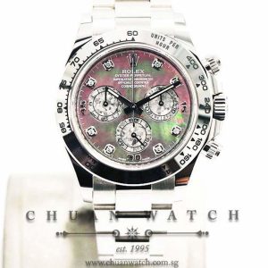Rolex Cosmograph Daytona White Gold 116509 Black MOP Gold Crystal Diamonds - Discontinued Dial