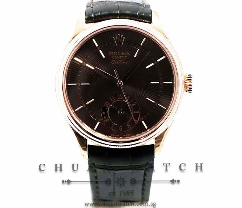 Rolex Cellini Dual Time Everose 39mm 50525 Chocolate Index - Discontinued