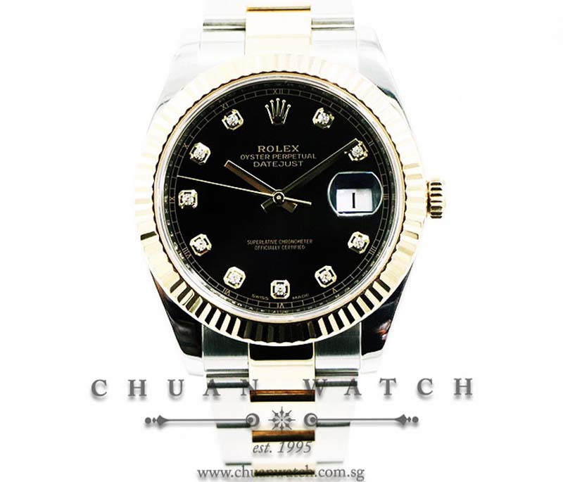 Rolex DateJust 41 Two-Tone 126333 Black Diamonds