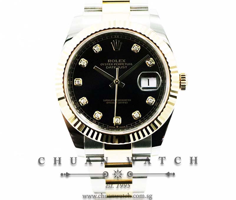 Rolex DateJust 41 Two-Tone 126333 Black Diamonds