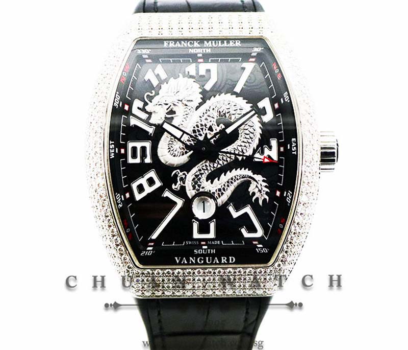 Franck Muller Vanguard Dragon King Steel Black Custom-Set Diamonds V 45 SC DT AC NR - Limited Edition of 188 Pieces Only