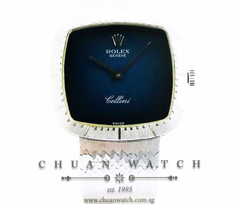 Rolex Vintage Ladies Cellini White Gold 30mm 4084 Blue Vignette - Discontinued