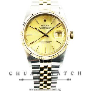 Rolex Gents DateJust Two-Tone 36mm 16233 Champagne Tapestry Index - Discontinued