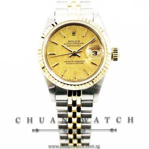Rolex Ladies DateJust Two-Tone 26mm 69173 Champagne Linen Index - Discontinued