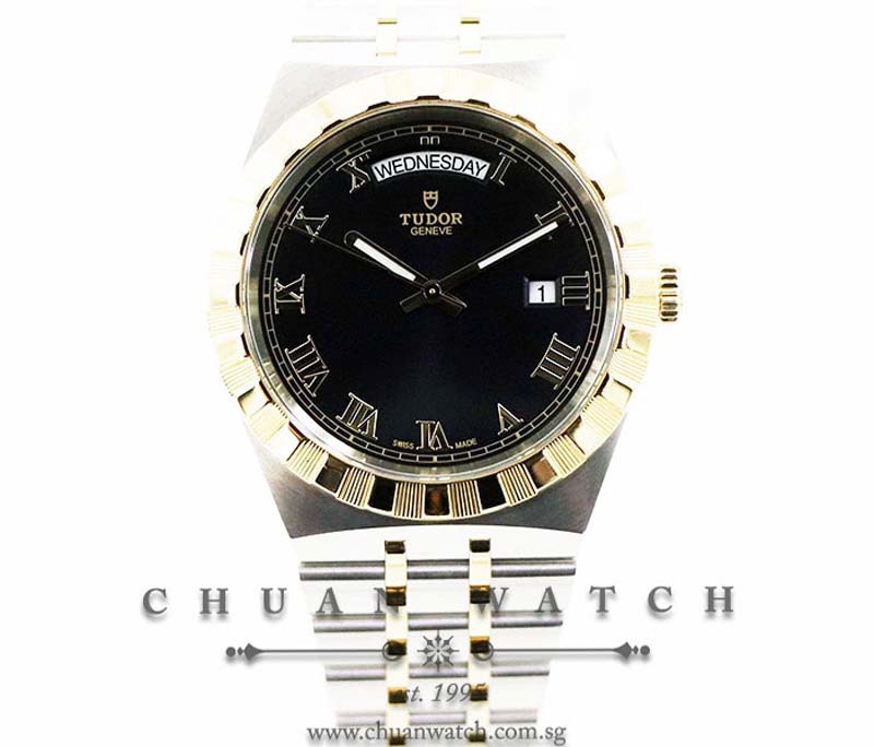 Tudor Royal Two-Tone 41mm 28603 Black Roman
