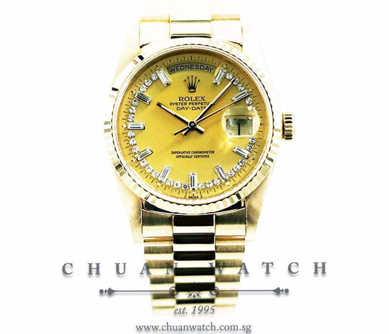 Rolex Day-Date President Yellow Gold 36mm 18238 Champagne Myriad Diamonds - Discontinued