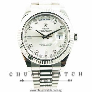 Rolex Day-Date II President White Gold 41mm 218239 Silver Diamonds - Discontinued