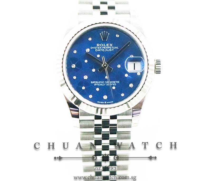 Rolex DateJust 31 278274 Azzurro-Blue Floral Motif Diamonds