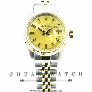 Rolex Vintage Ladies Oyster Perpetual Date Two-Tone 26mm 6917-3 Champagne Index - Discontinued