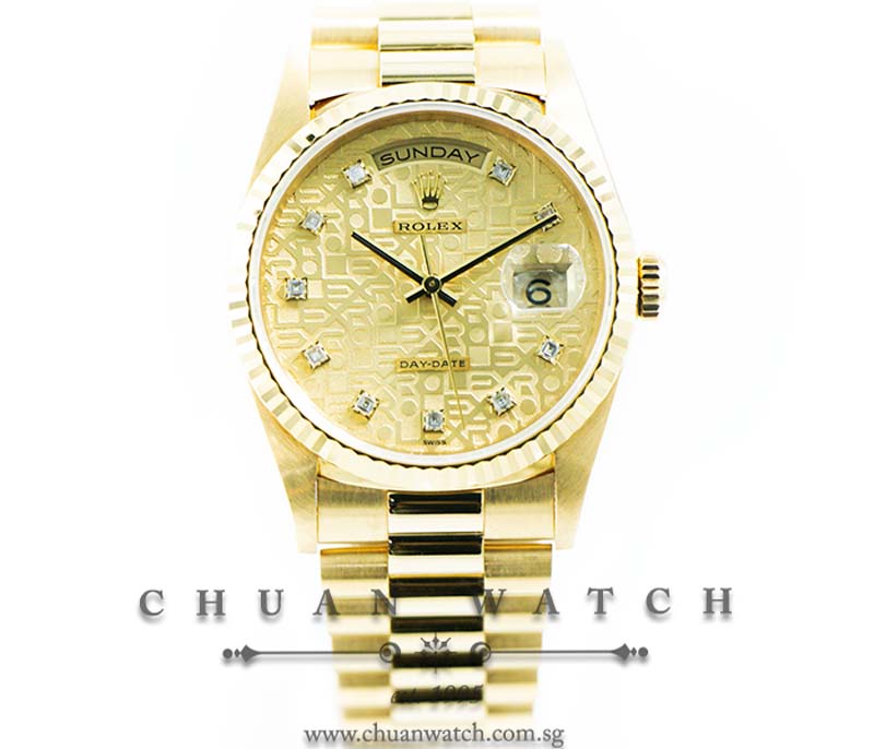 Rolex Day-Date President Yellow Gold 36mm 18238 Champagne Jubilee Diamonds - Discontinued