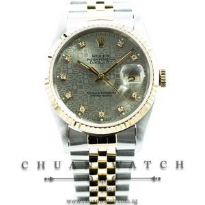 Rolex Gents DateJust Two-Tone 36mm 16233 Grey Jubilee Diamonds - Discontinued