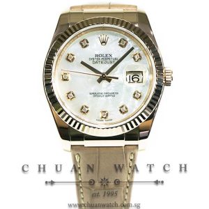 Rolex Gents DateJust Everose 36mm 116135 White MOP Diamonds - Discontinued