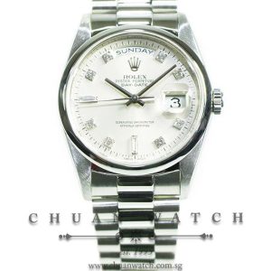 Rolex Day-Date President Platinum 36mm 18206 Silver Diamonds - Discontinued