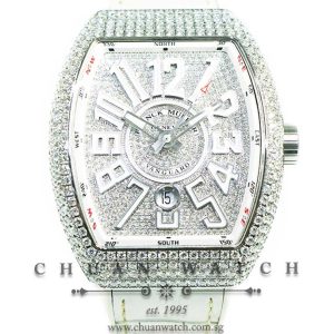 Franck Muller Vanguard Steel White Custom-Set Paved Diamonds V 45 SC DT AC BR BC