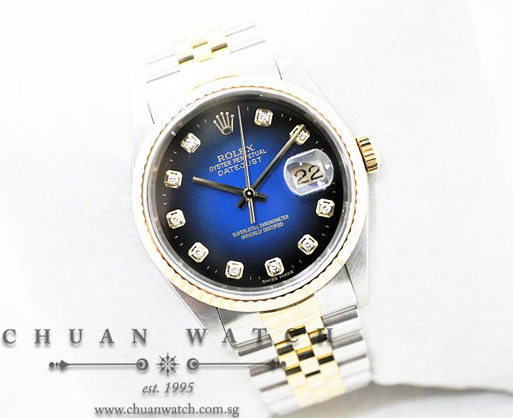 Rolex Gents DateJust 36mm 16233 Blue Vignette Diamonds - Discontinued - Image 3