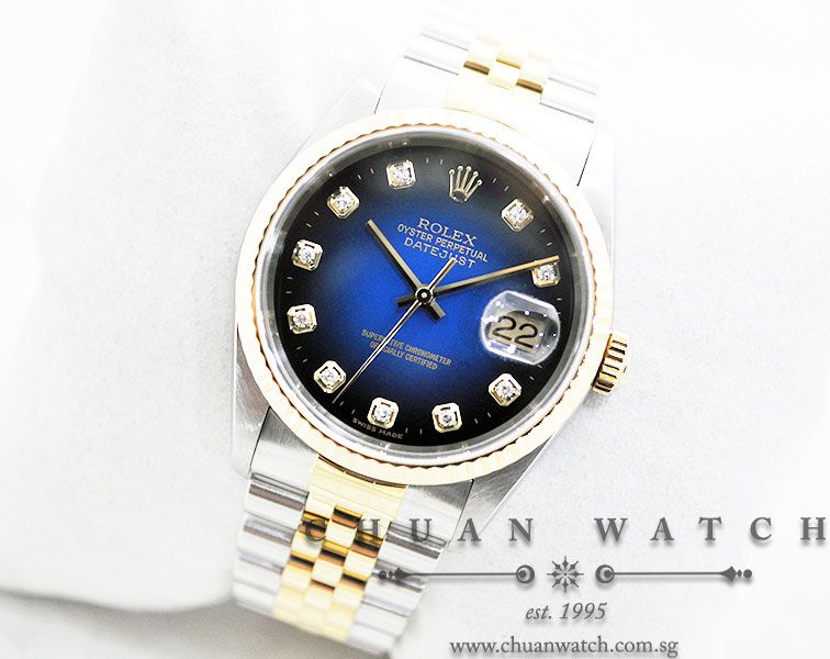 Rolex Gents DateJust 36mm 16233 Blue Vignette Diamonds - Discontinued - Image 2