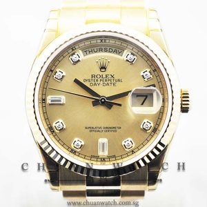 Rolex Day-Date President 36mm 118238 Champagne Rhodium Diamonds