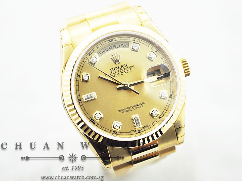 Rolex Day-Date President 36mm 118238 Champagne Rhodium Diamonds - Image 3