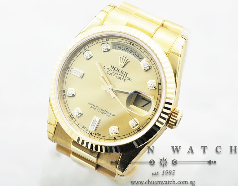 Rolex Day-Date President 36mm 118238 Champagne Rhodium Diamonds - Image 2