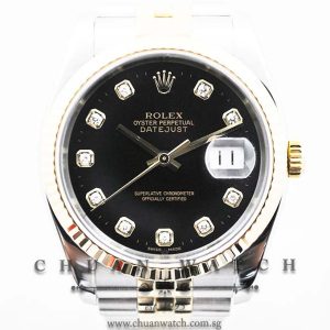 Rolex Gents DateJust 36mm 116233 Black Rhodium Diamonds