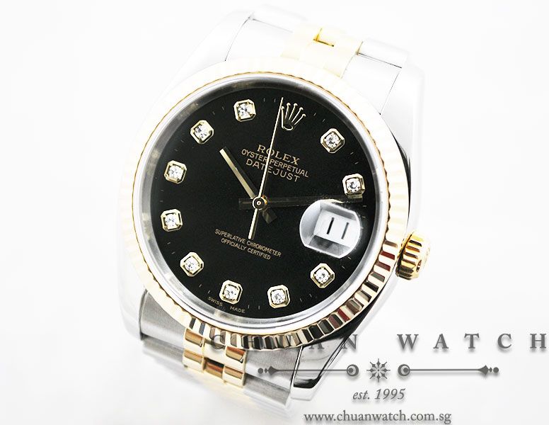 Rolex Gents DateJust 36mm 116233 Black Rhodium Diamonds - Image 2