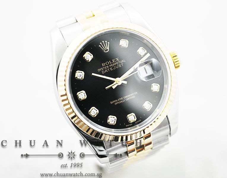 Rolex Gents DateJust 36mm 116233 Black Rhodium Diamonds - Image 3