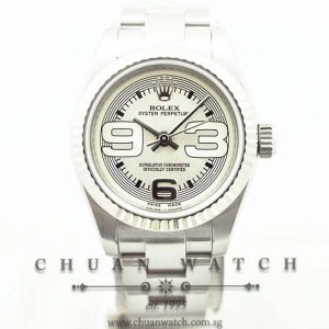 Rolex Ladies Oyster Perpetual No-Date 26mm 176234 Silver Rhodium 3.6.9.
