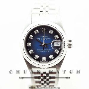 Rolex Ladies DateJust 26mm 69174 Blue Vignette Diamonds - Discontinued