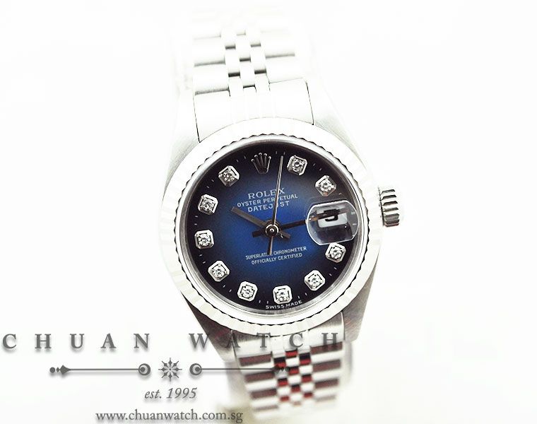 Rolex Ladies DateJust 26mm 69174 Blue Vignette Diamonds - Discontinued - Image 3