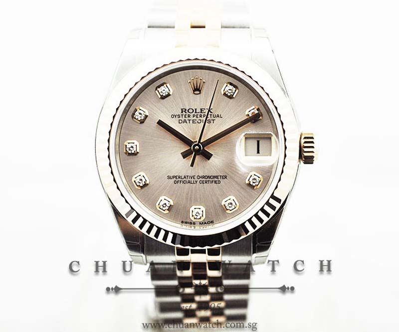 Rolex Boys DateJust 31mm 178271 Pink Sunburst Diamonds