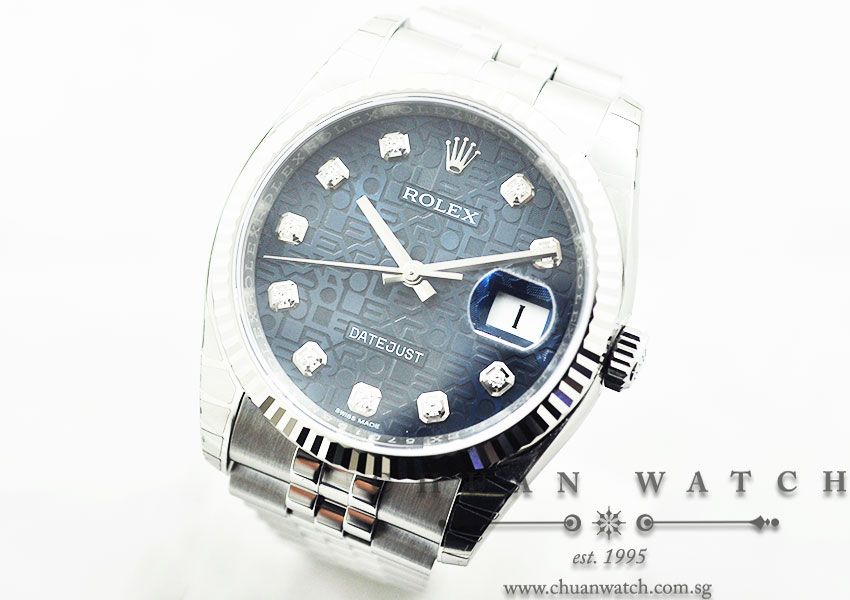 Rolex Gents DateJust 36mm 116234 Blue Jubilee Diamonds - Image 2