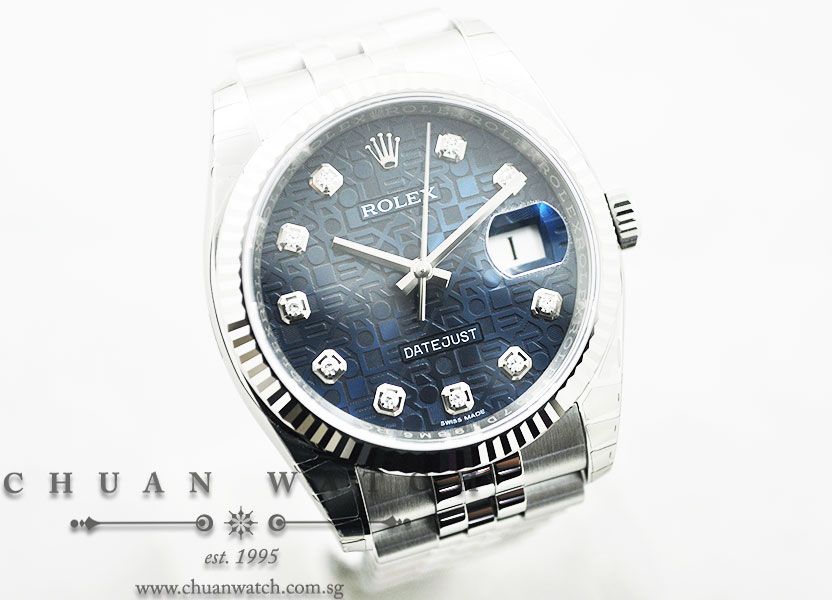 Rolex Gents DateJust 36mm 116234 Blue Jubilee Diamonds - Image 3