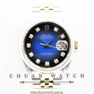 Rolex Gents DateJust 36mm 16233 Blue Vignette Diamonds - Discontinued