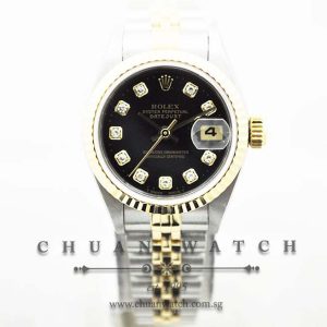 Rolex Ladies DateJust 26mm 69173 Black Sunburst Diamonds - Discontinued