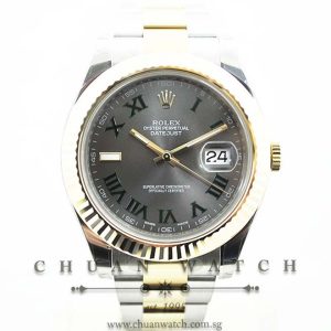 Rolex DateJust II 116333 Grey Sunburst Green Roman