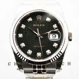 Rolex Gents DateJust 36mm 116231 Black Jubilee Diamonds