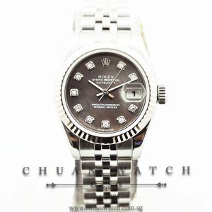 Rolex Ladies DateJust 26mm 179174 Black MOP Diamonds