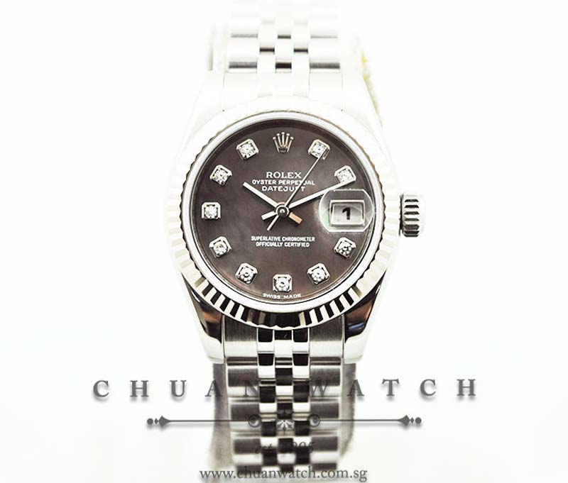Rolex Ladies DateJust 26mm 179174 Black MOP Diamonds