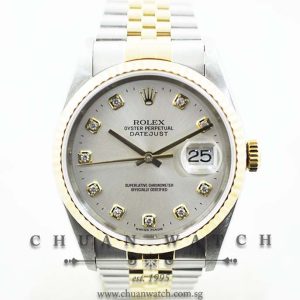 Rolex Gents DateJust 36mm 16233 Rhodium Sunburst Diamonds - Discontinued
