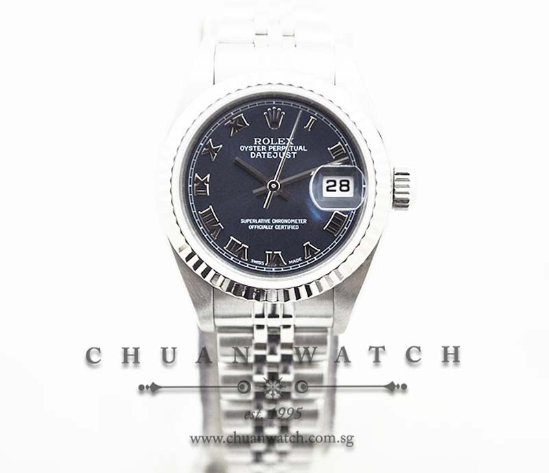 Rolex Ladies DateJust 26mm 79174 Blue Sunburst Roman - Discontinued