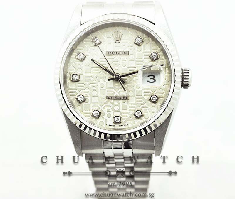 Rolex Gents DateJust 36mm 16234 Silver Jubilee Diamonds - Discontinued